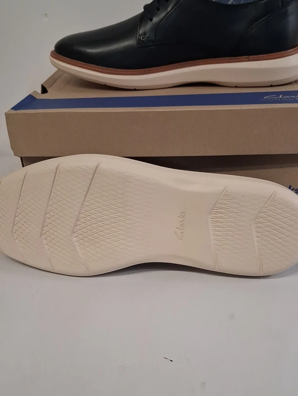 NWT Mens Clark's Brantin Navy Leather Casual Shoes